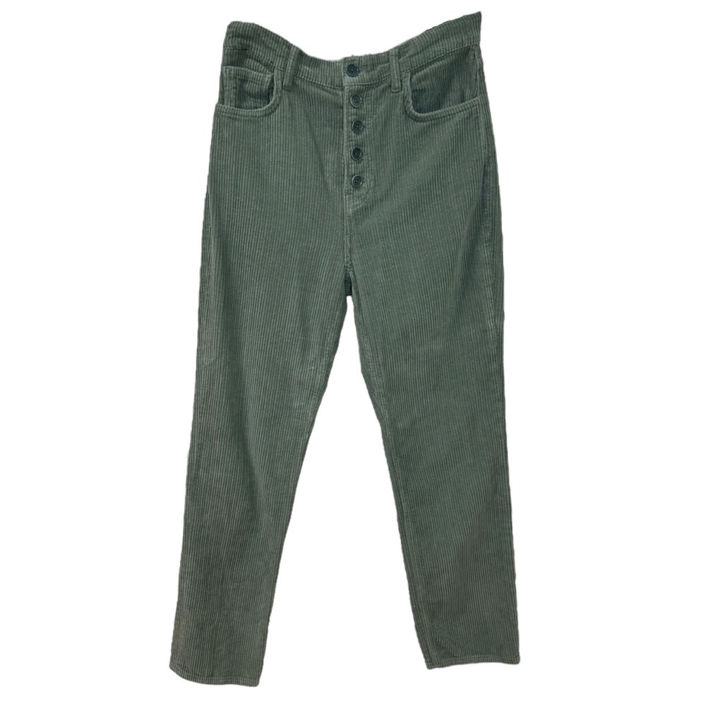 Reformation - Women’s  ‘Cynthia’ Straight Corduroy Pants in Moss Green, Size 27 - Picture 3 of 13